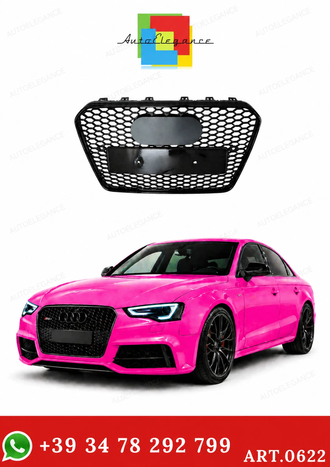 🔥ART.0622 GRIGLIA ADATTA PER AUDI A5 2012-2015 LOOK RS5 NERO DESIGN SPORTIVO🔥
