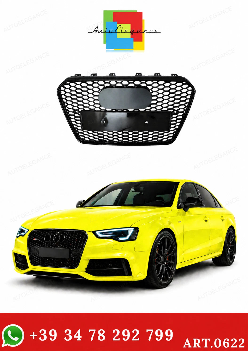 🔥ART.0622 GRIGLIA ADATTA PER AUDI A5 2012-2015 LOOK RS5 NERO DESIGN SPORTIVO🔥