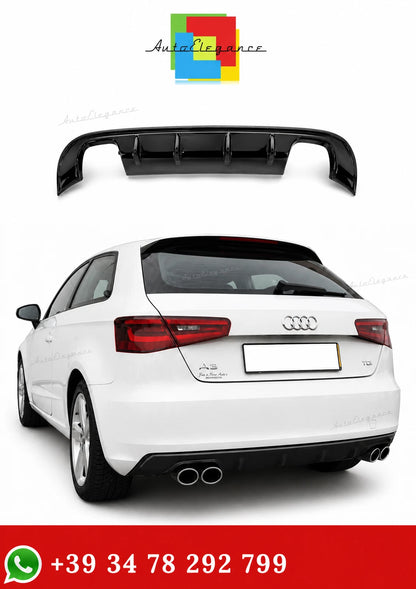SOTTO PARAURTI AUDI A3 8V SEDAN 2012 AL 2015 DIFFUSORE LOOK S3 NERO LUCIDO