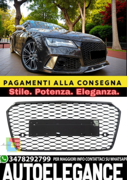 💫Griglia anteriore nera lucida stile RS7 per Audi A7 (4G) Sportback Facelift💫