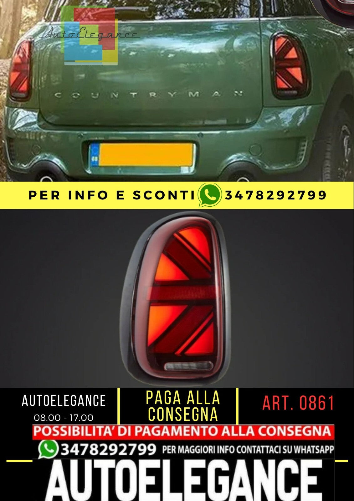 💫ART.6971 Fanale posteriore LED fume adatto per MINI COOPER R60 2010-16💫