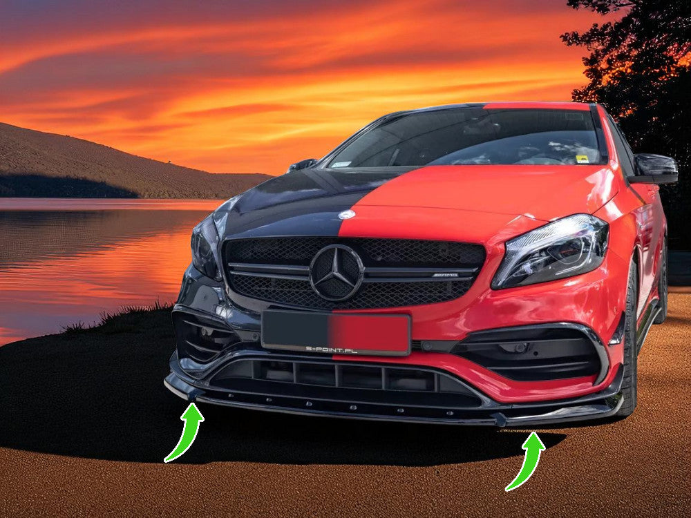 🔥Splitter Anteriore V1 in ABS Nero Lucido per Mercedes A45 AMG W176 Facelift 🔥