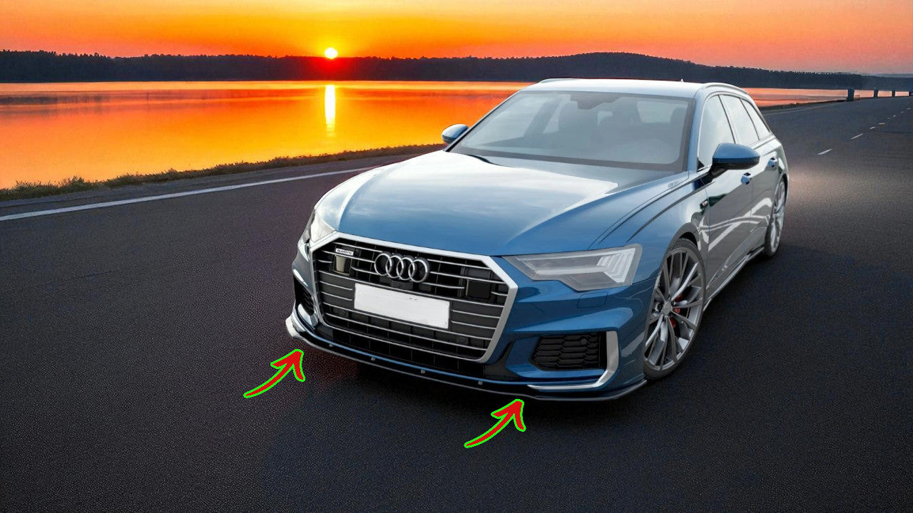 🔥Splitter Anteriore V2 in ABS Nero Lucido per Audi S6 / A6 S-Line C8 🔥