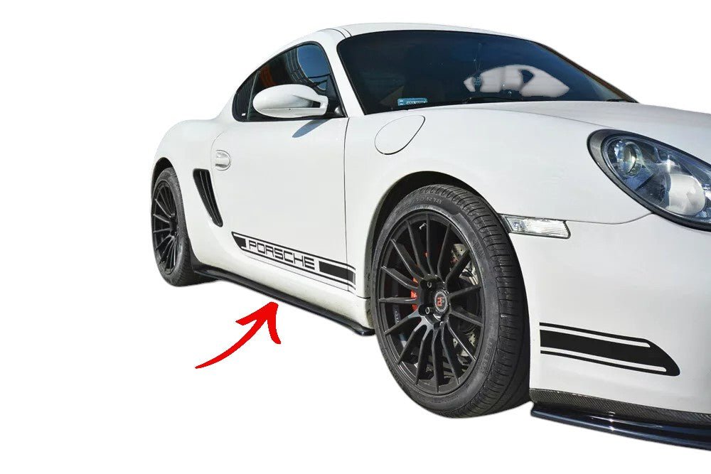 ✨MINIGONNE LATERALI nero lucido ABS per Porsche Cayman S 987C 2006-2009✨