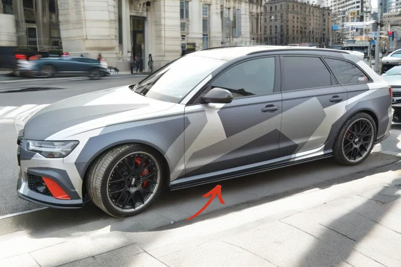 ✨MINIGONNE LATERALI design nero lucido ABS per Audi RS6 C7 2013+✨