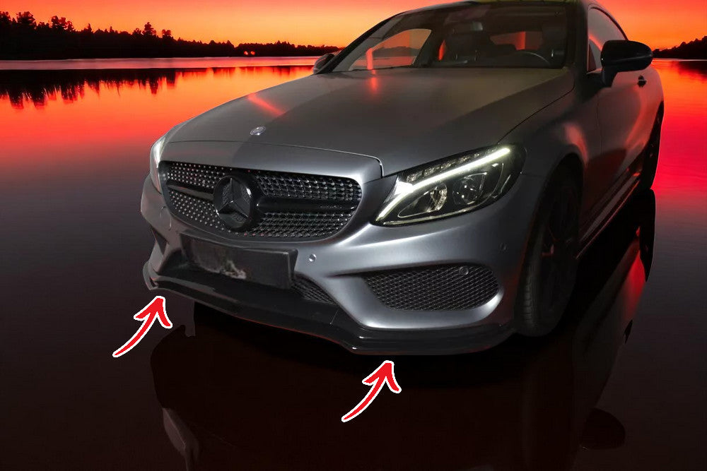 🔥Splitter Anteriore in ABS Nero Lucido per Mercedes Classe C Coupé W205 AMG🔥