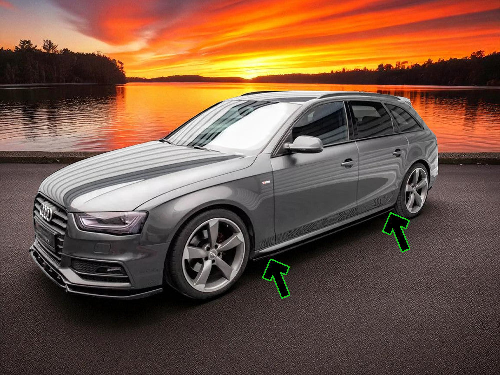 ✨SOTTO Minigonne V2 in ABS Nero Lucido per Audi S4 B8 Berlina/Avant ✨