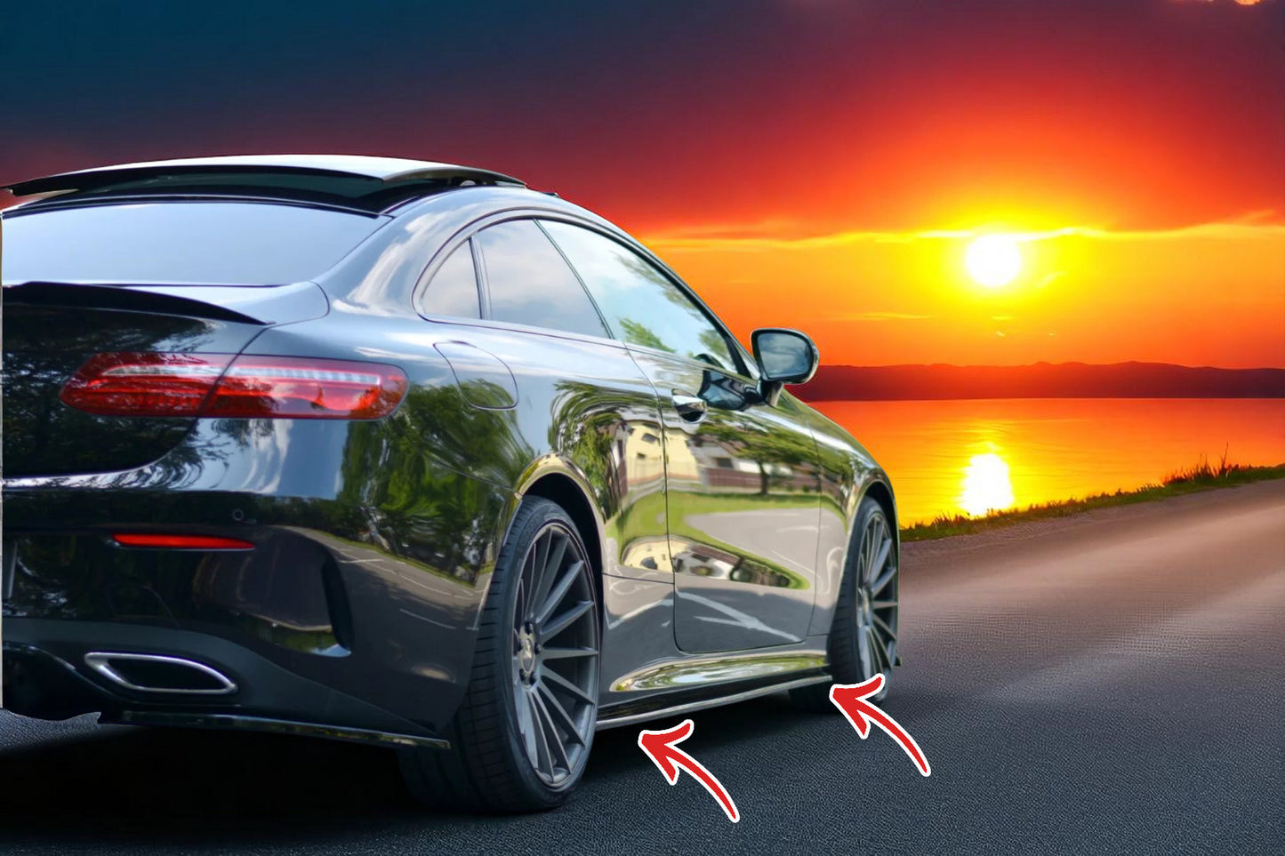 🔥SOTTO Minigonne Laterali in ABS Nero Lucido per Mercedes Classe E Coupé W213🔥