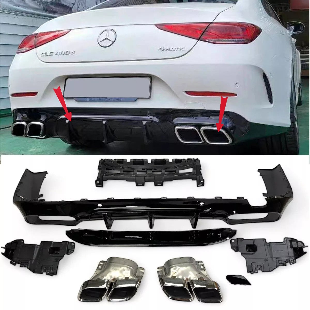 💎Diffusore+ terminali di scarico ADATTO PER Mercedes X257 C257 CLS💎