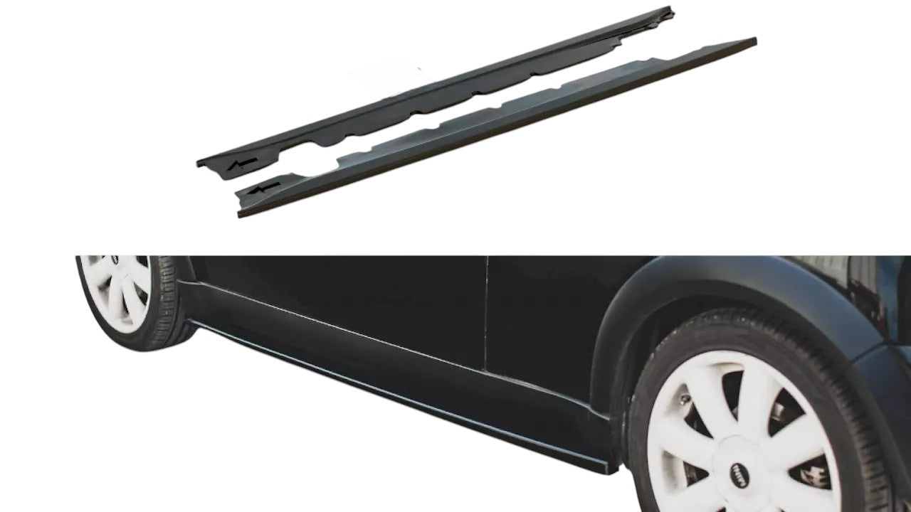 ✨Minigonne laterali Design Nero Lucido ABS Per Mini Cooper/One R50 2001-2006✨
