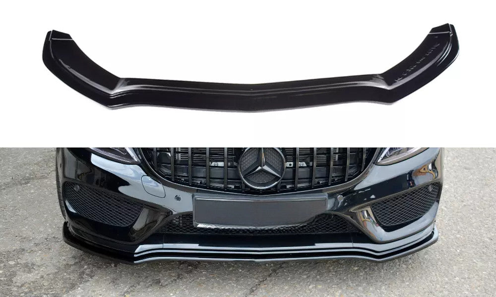 🔥Sdoppiatore Anteriore V1 in ABS Nero Lucido per Mercedes C43 AMG W205 Berlina🔥