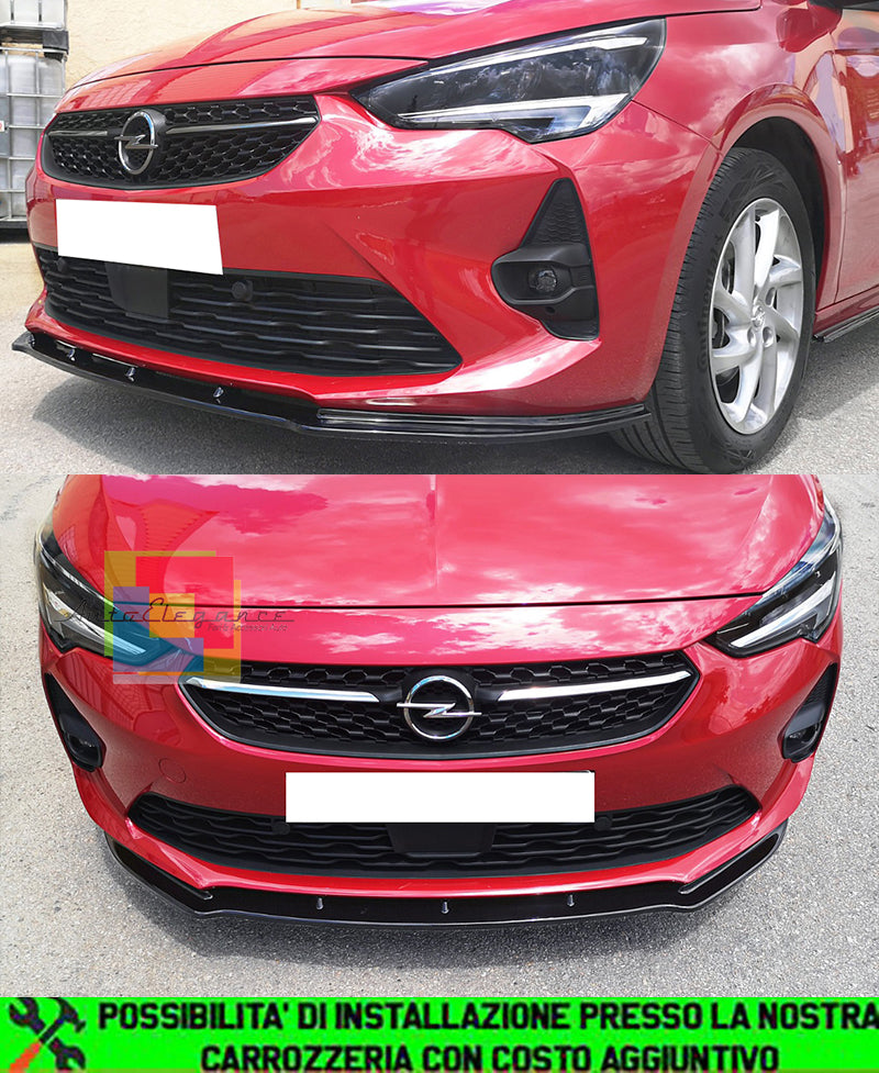 OPEL CORSA F FRONT BUMPER BLADE IN ABS SPORTS LOOK BLACK SPLITTER