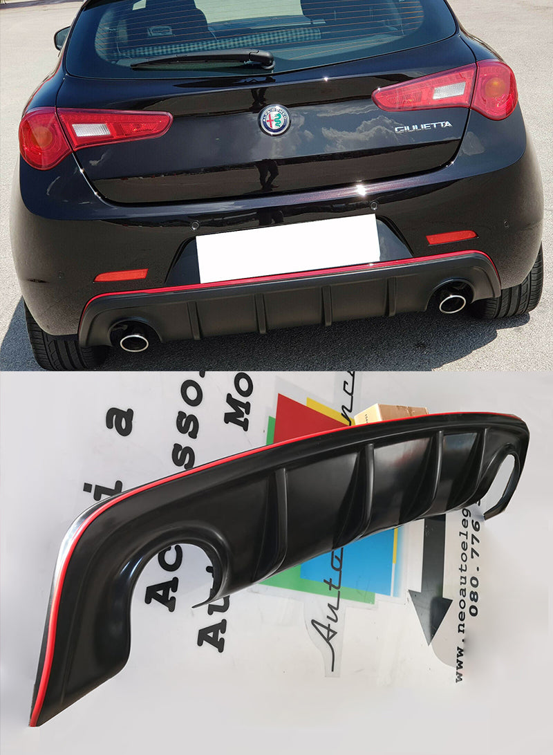 ALFA ROMEO GIULIETTA DAM DIFFUSORE POSTERIORE DOPPIO SCARICO PROFILO ROSSO