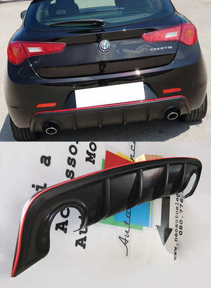 ALFA ROMEO GIULIETTA DAM DIFFUSORE POSTERIORE DOPPIO SCARICO PROFILO ROSSO