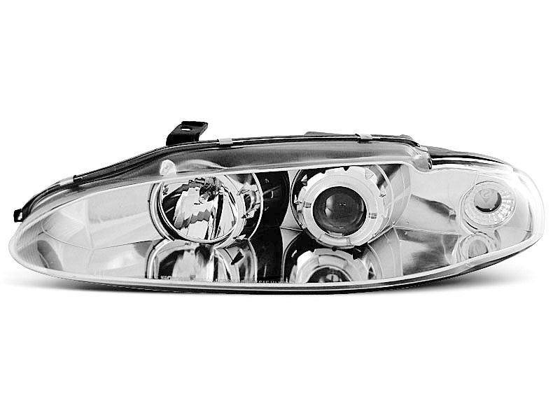 💫ART.6143 FARI ANTERIORI per MITSUBISHI ECLIPSE 95-96 OCCHI D'ANGELO CROMATI💫