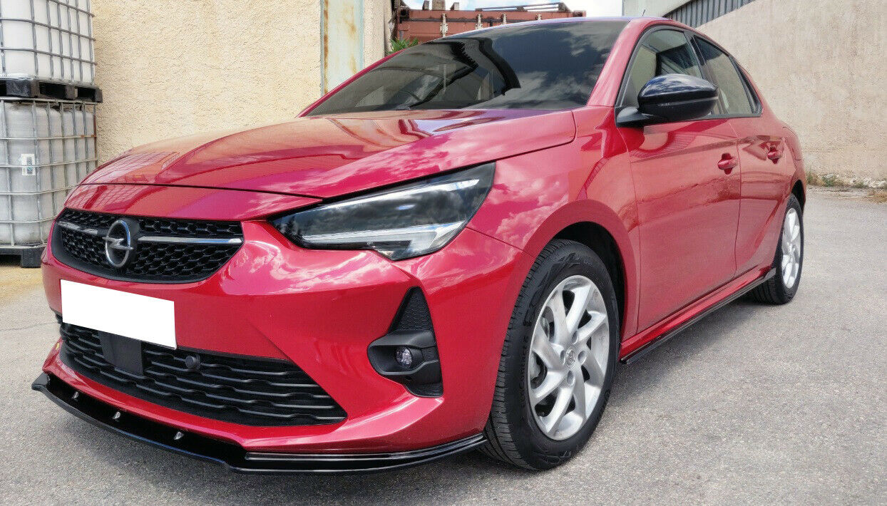 OPEL CORSA F FRONT BUMPER BLADE IN ABS SPORTS LOOK BLACK SPLITTER