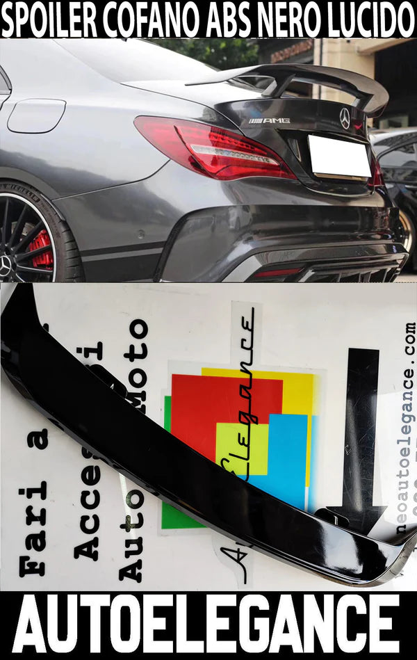 MERCEDES CLA W117 C117 SPOILER POSTERIORE ALETTONE COFANO ABS NERO LUCIDO