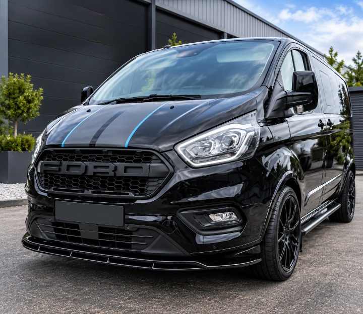 💕ART.10515 SPLITTER ADATTO  PER FORD TRANSIT CUSTOM 2018-24 NERO  LUCIDO💕