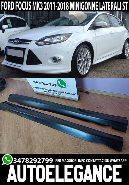 🔥0255 FORD FOCUS III 2011-2018 MINIGONNE LATERALI ABS LOOK ST SOTTO PORTA🔥