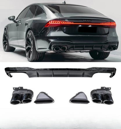 💕 DIFFUSORI  AUDI A7 S-LINE 4K S7 STYLE NERO LUCIDO 2019+ 💕