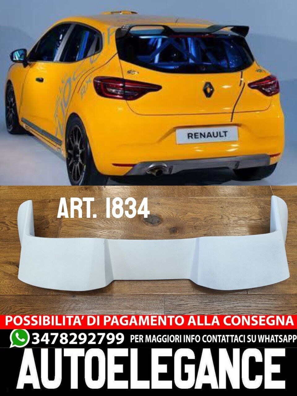 SPOILER SUITABLE FOR RENAULT CLIO 5 V 2019+ RAW CUP