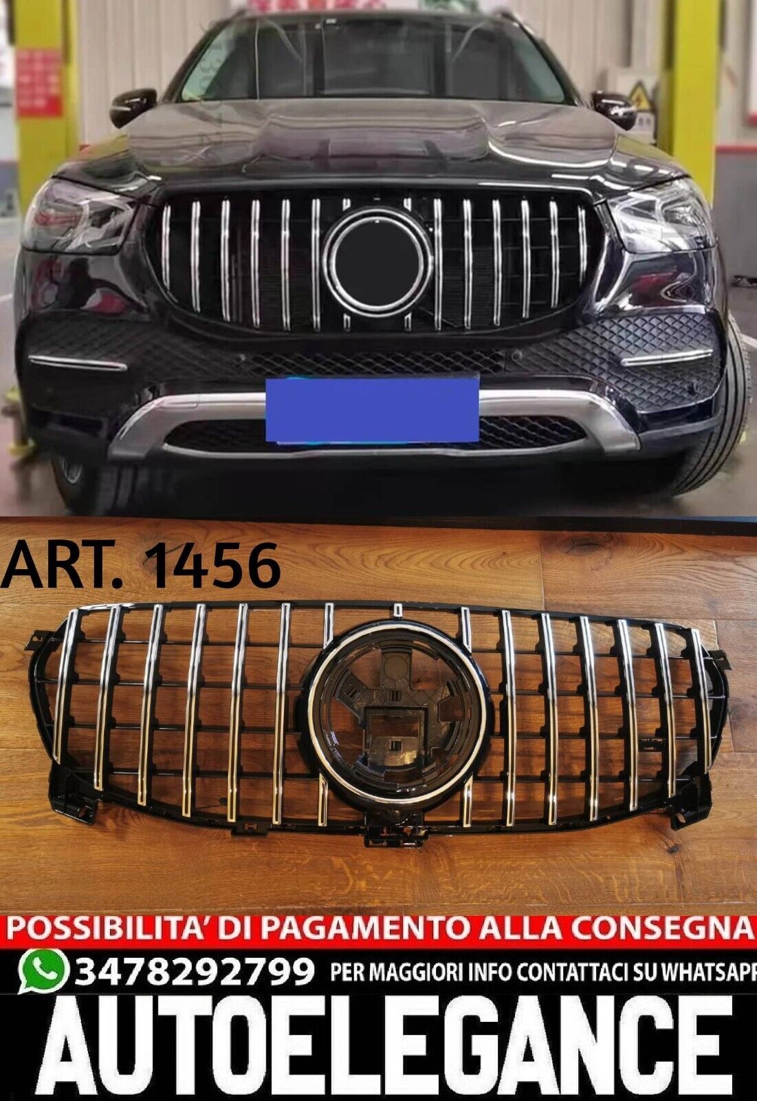 GRIGLIA ADATTA PER MERCEDES-BENZ GLE W167 2019+ STANDARD LOOK GT CROMATA