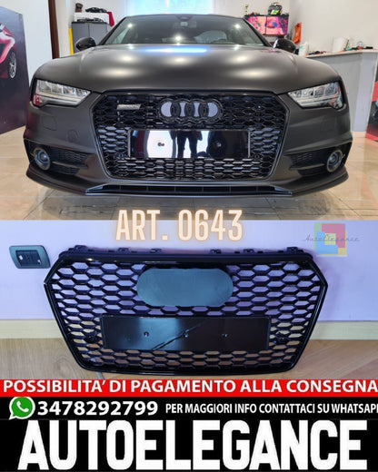 GRIGLIA ADATTA PER AUDI A7 4G 2015-2018 LOOK RS7 NERA DESIGN SPORTIVO
