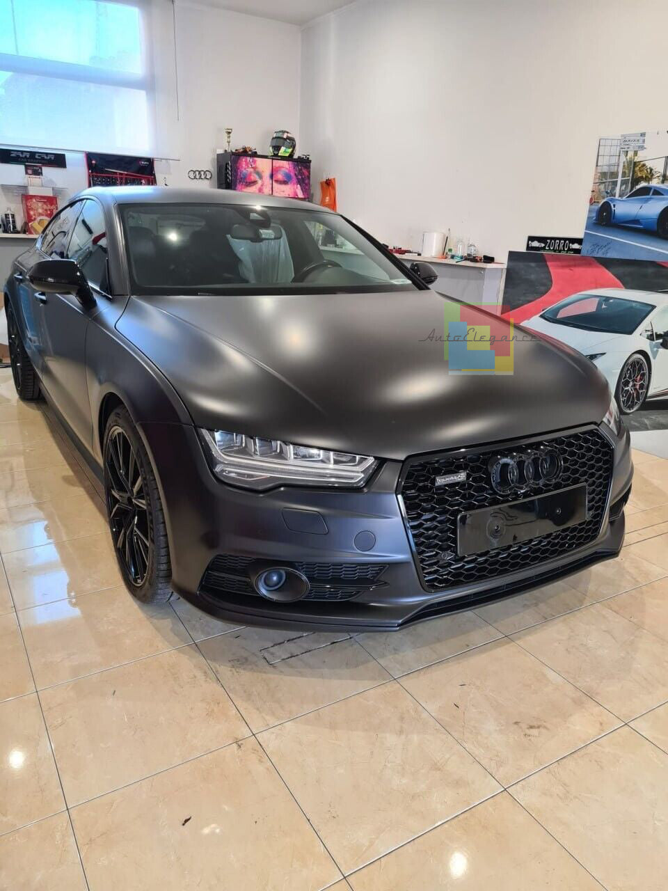 GRIGLIA ADATTA PER AUDI A7 4G 2015-2018 LOOK RS7 NERA DESIGN SPORTIVO
