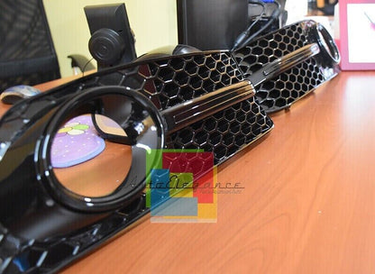 ✨FOG LIGHT GRILLS FOR AUDI A4 B8 2007-2011 STANDARD RS4 LOOK GLOSSY BLACK ABS✨