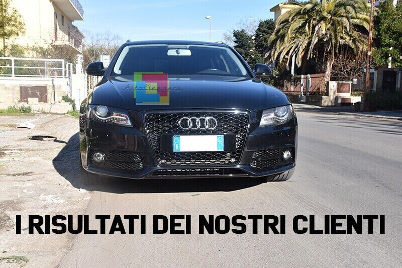 ✨FOG LIGHT GRILLS FOR AUDI A4 B8 2007-2011 STANDARD RS4 LOOK GLOSSY BLACK ABS✨