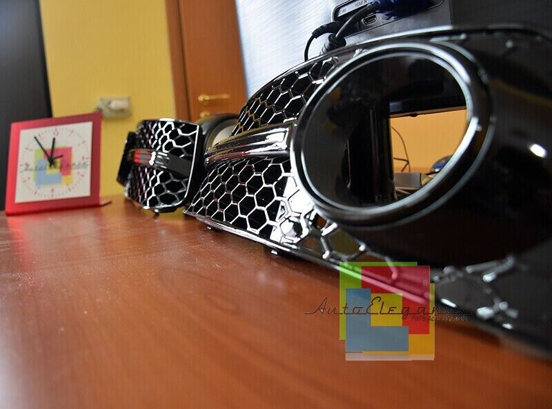 ✨FOG LIGHT GRILLS FOR AUDI A4 B8 2007-2011 STANDARD RS4 LOOK GLOSSY BLACK ABS✨