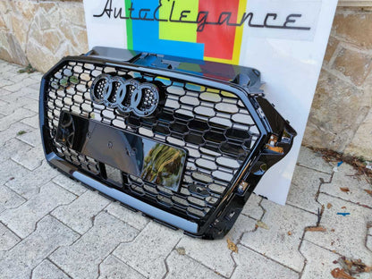 💎GRIGLIA PER AUDI A3 8V 2017-2020 NIDO D'APE TOTAL BLACK RS3 FORO ACC RADAR💎