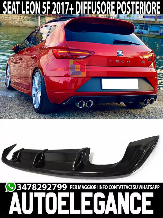 SEAT LEON 5F FACELIFT 2017+ SOTTO PARAURTI POSTERE ABS NERO DIFFUSORE DOPPIO
