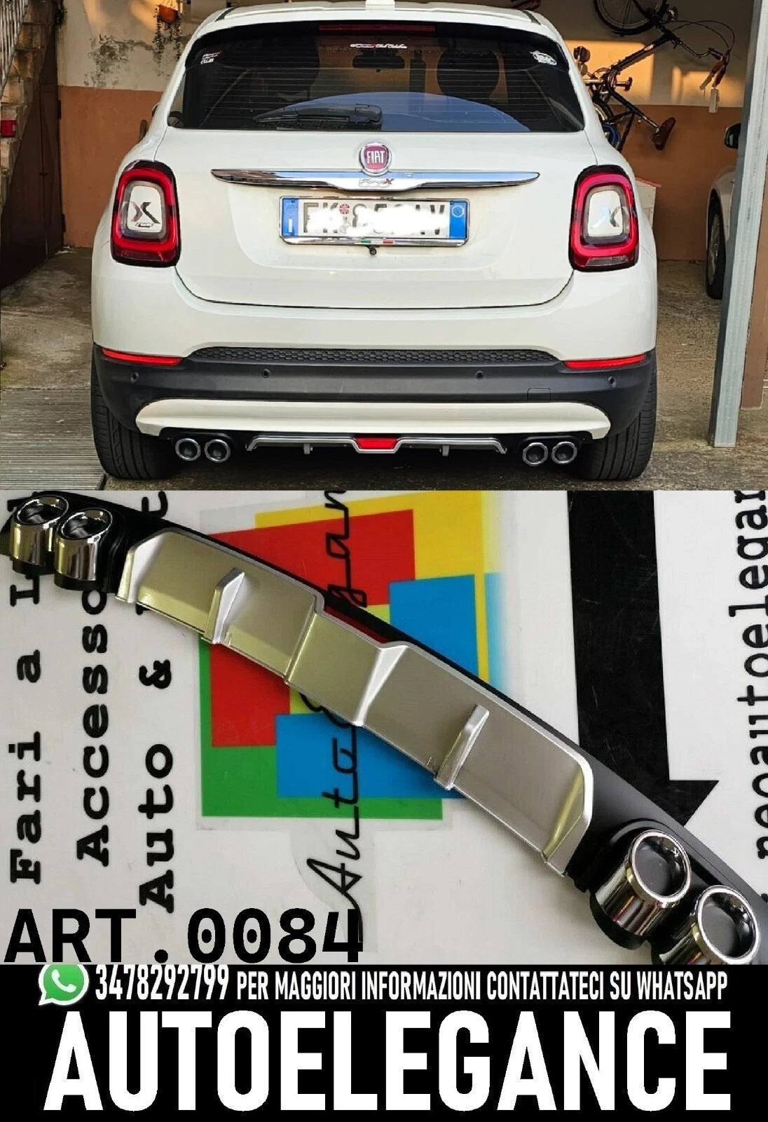 🎀DIFFUSORE SOTTO PARAURTI ADATTO PER FIAT 500X LOOK SPORTIVO🎀
