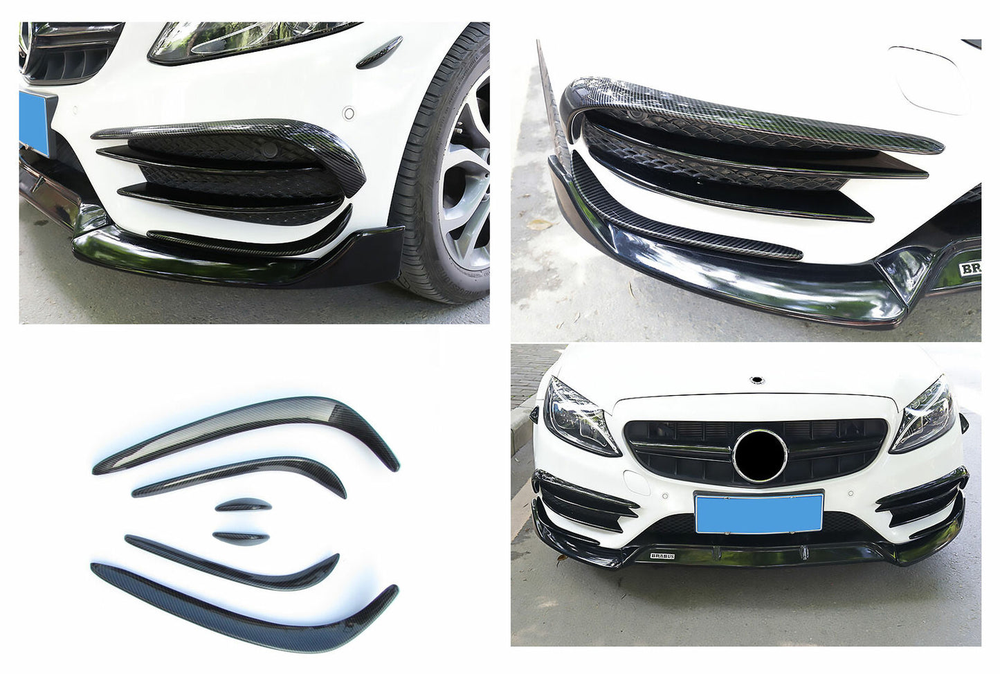 SPOILER ANTERIORE AERO FLAPS ADATTO PER MERCEDES W205 CLASSE C AMG LINE
