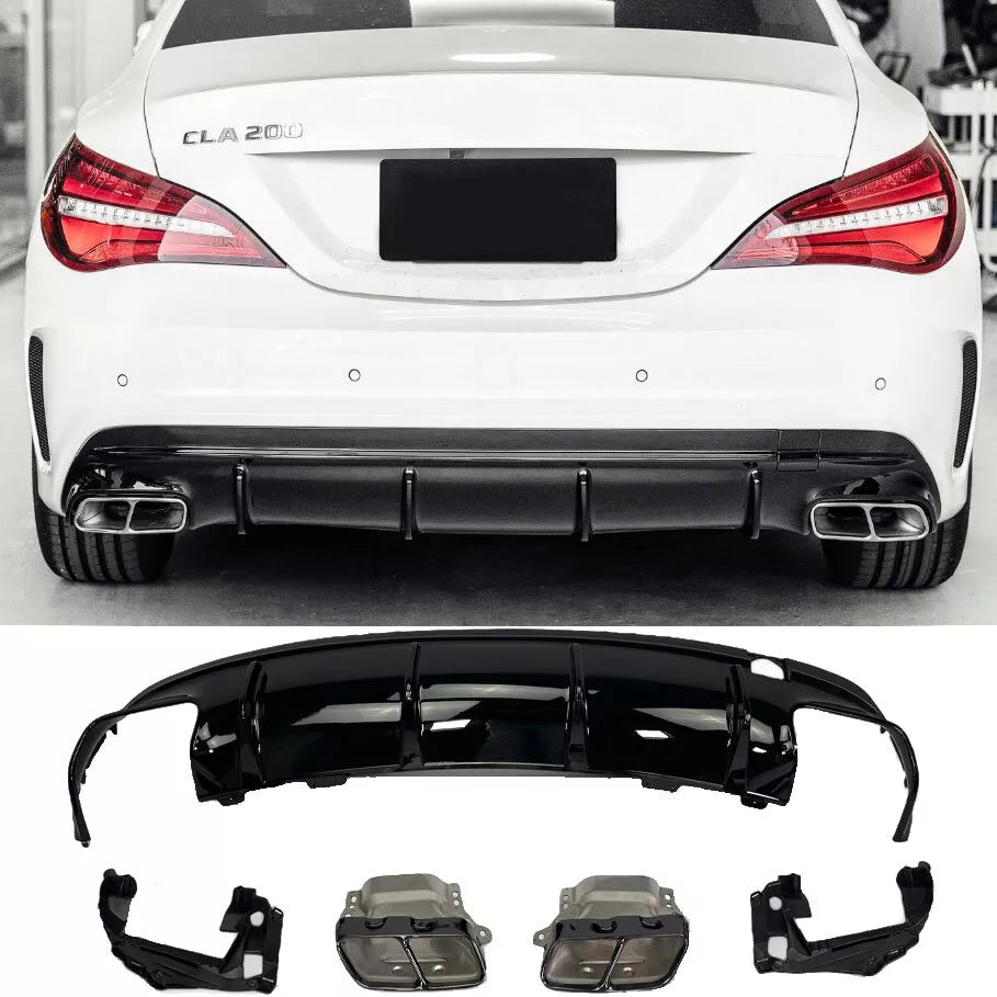 🤩Diffusore+Terminali Di Scarico Adatto Per Mercedes  CLA 45 AMG 🤩