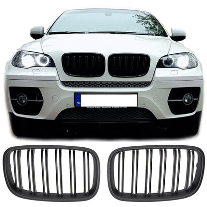 ADATTO PER BMW X5 X6 E70 E71 SPORT GRIGLIA RADIATORE DOPPIO PONTE NERO OPACO