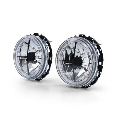 Mirino fari angel eyes in vetro trasparente per VW Caddy I 82-92 + Jetta I 79-84
