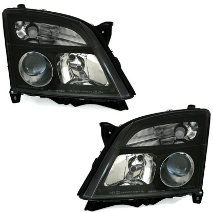 Headlight set for Opel Vectra C Signum -05 in black H7 LWR 