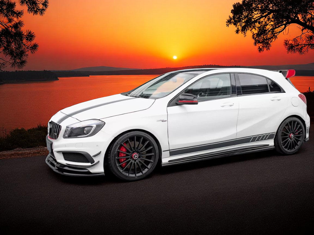 🔥SOTTO MINIGONNE Laterali in ABS Nero Lucido per Mercedes A45 AMG W176 🔥