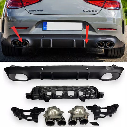 KIT DIFFUSORE ADATTO PER Mercedes X257 C257 CLS + pezzi di scarico (CROMO)