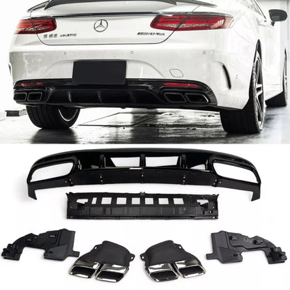 😎Diffusore+ Terminali Di Scarico(CHROMES) Adatto Per Mercedes S-KL.S63 😎