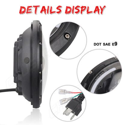 Coppia Fari A LED Rotondi Da 7Pollici Cromati HI-LO Per Chevy C10 Camaro Pick-up AUTOELEGANCERICAMBI