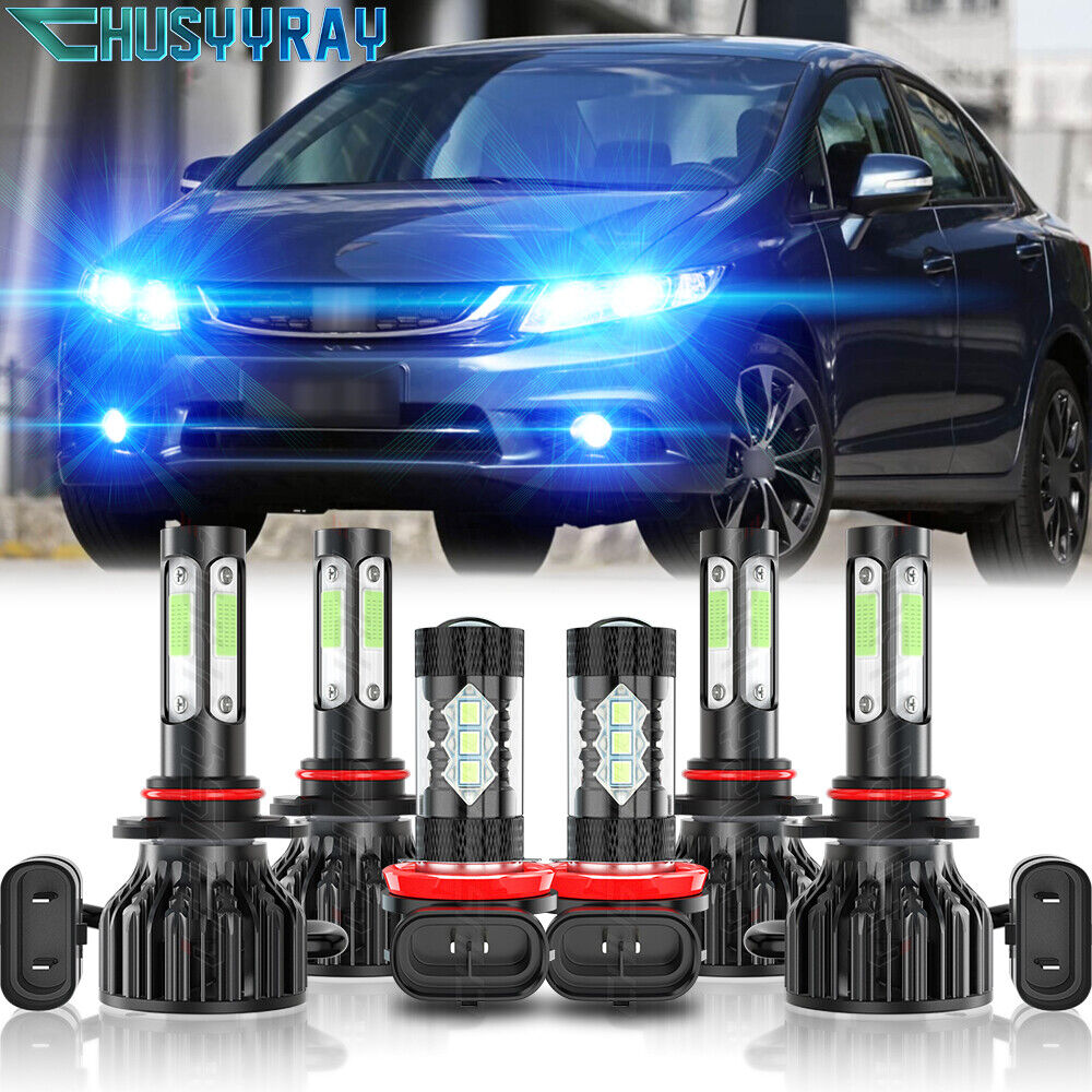 For Honda Civic 2006-2012 2013 2014 2015 led headlight high + low fog lamp 