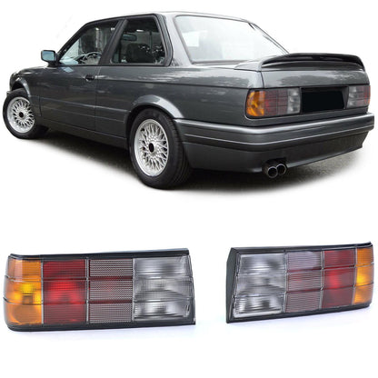 Coppia fanali posteriori Black Smoke adatta per BMW Serie 3 E30 Limo Cabrio Touring 87-94