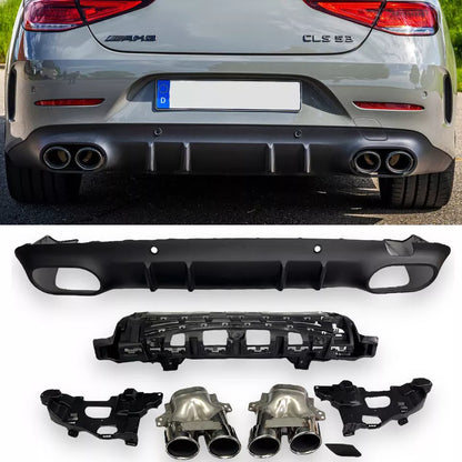 KIT DIFFUSORE ADATTO PER Mercedes X257 C257 CLS + pezzi di scarico (CROMO)
