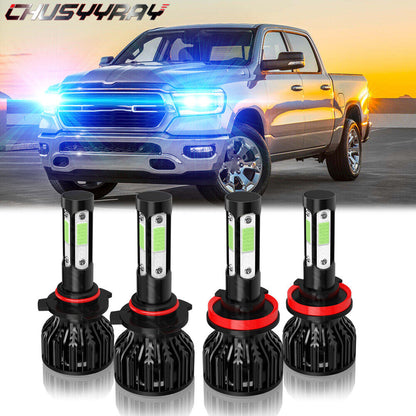 4pcs For Acura TSX 2009-2014 H11+9005 LED Headlight High Beam Bulb 8000K 