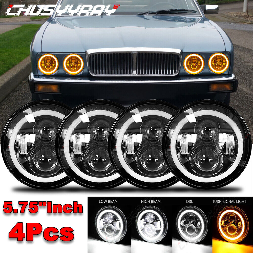 4Pcs 5.75"inch Round LED Headlights DRL High Beam Fit Jaguar XJ6