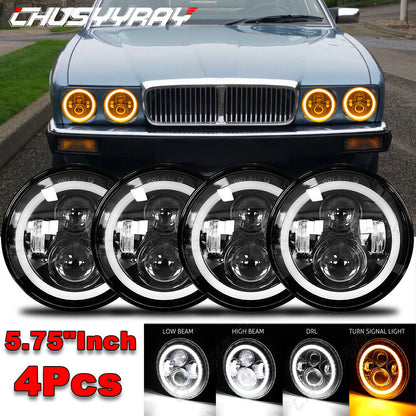 4Pcs 5.75"inch Round LED Headlights DRL High Beam Fit Jaguar XJ6