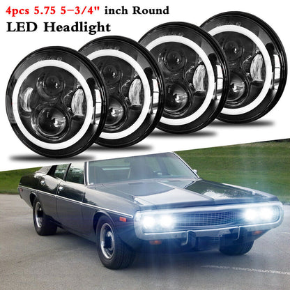 4X 5.75" 5-3/4" Round LED Headlights DRL for Dodge Charger Coronet Dart Chrysler